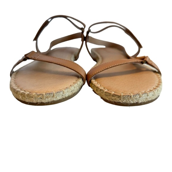 Madewell The Hallie Espadrille Sandals Brown Leather Open Toe Flat Strappy Sz 11 - Picture 2 of 12